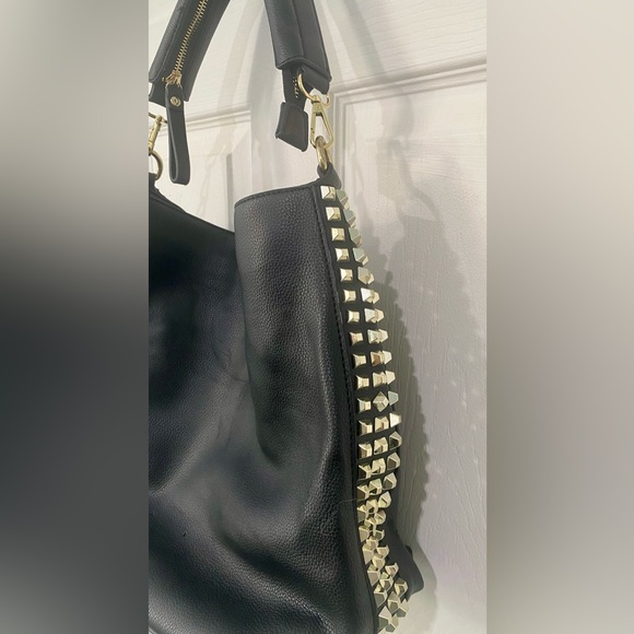 Chic Black Studded Hobo Bag - Picture 3 of 5